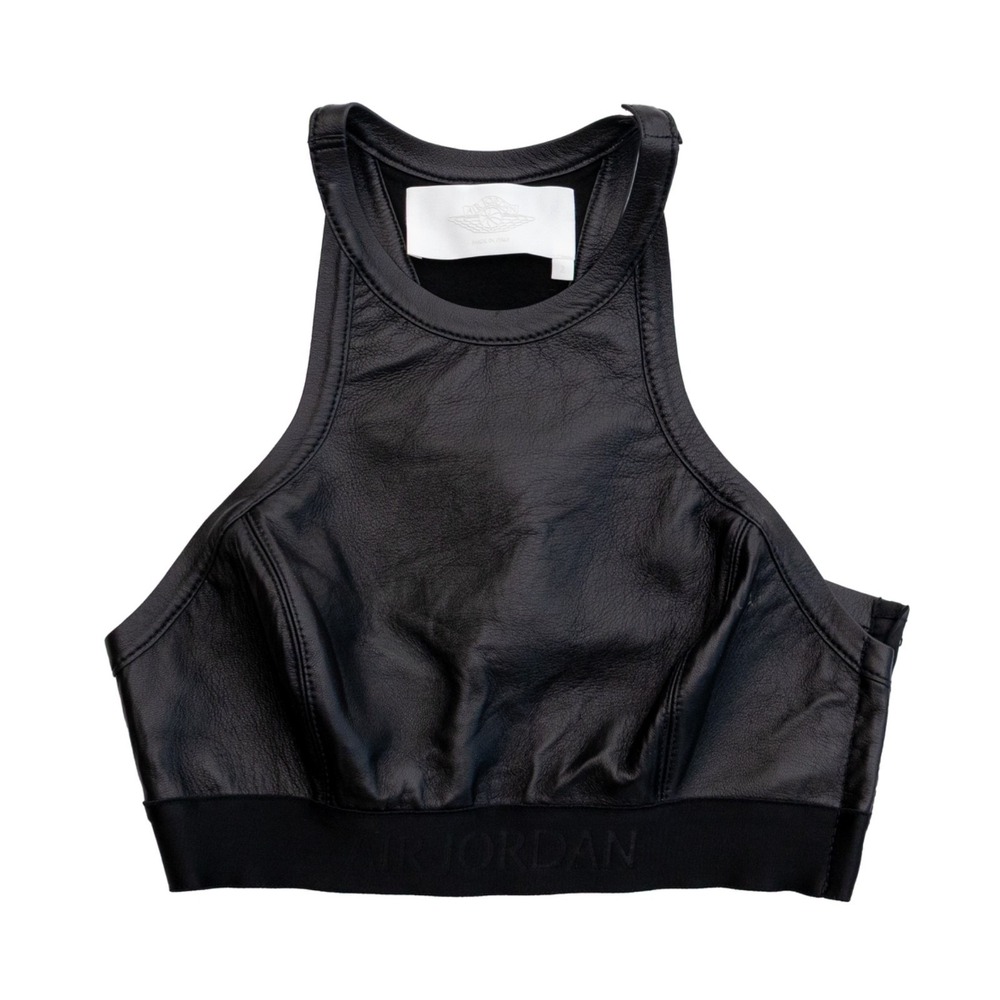 Nike Air Jordan Women's‎ Leather Crop Top Black Made in Italy Size 2 NWT $390